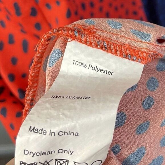 DEREK LAM Collective Handkerchief Dress Womens 40 US 4 Red Blue Midi Ruffle - Picture 15 of 15